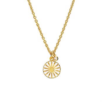 Lund Copenhagen Marguerit 925 sterling sølv Vedhæng 24 kt forgyldt med hvid emalje, model 9025025-30-M